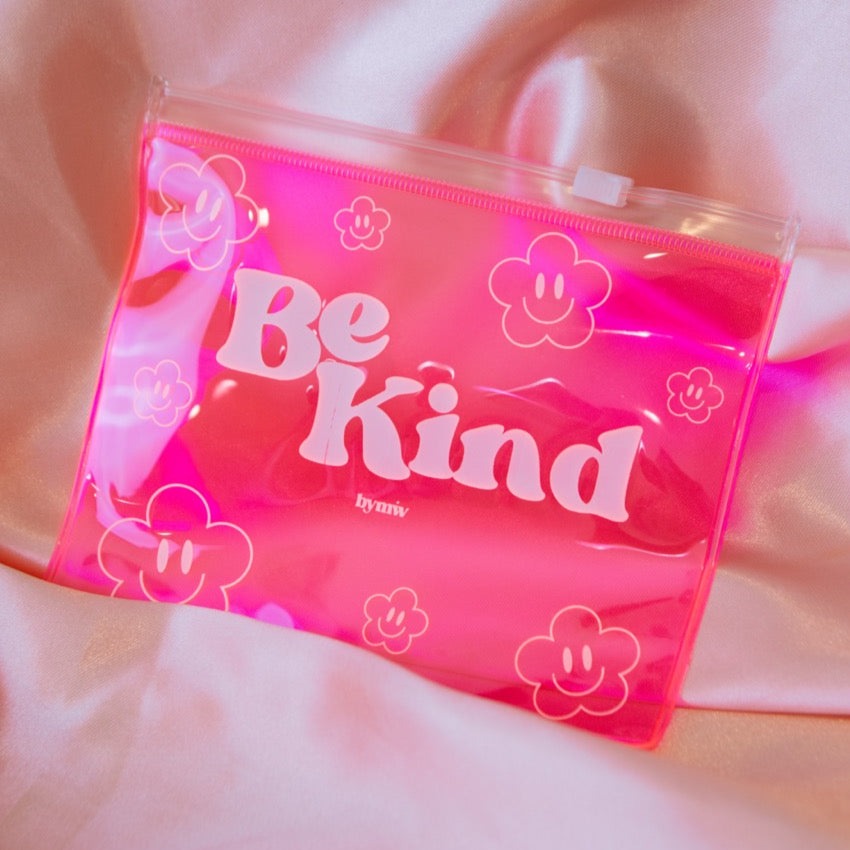 cute clear pink bag with zipper