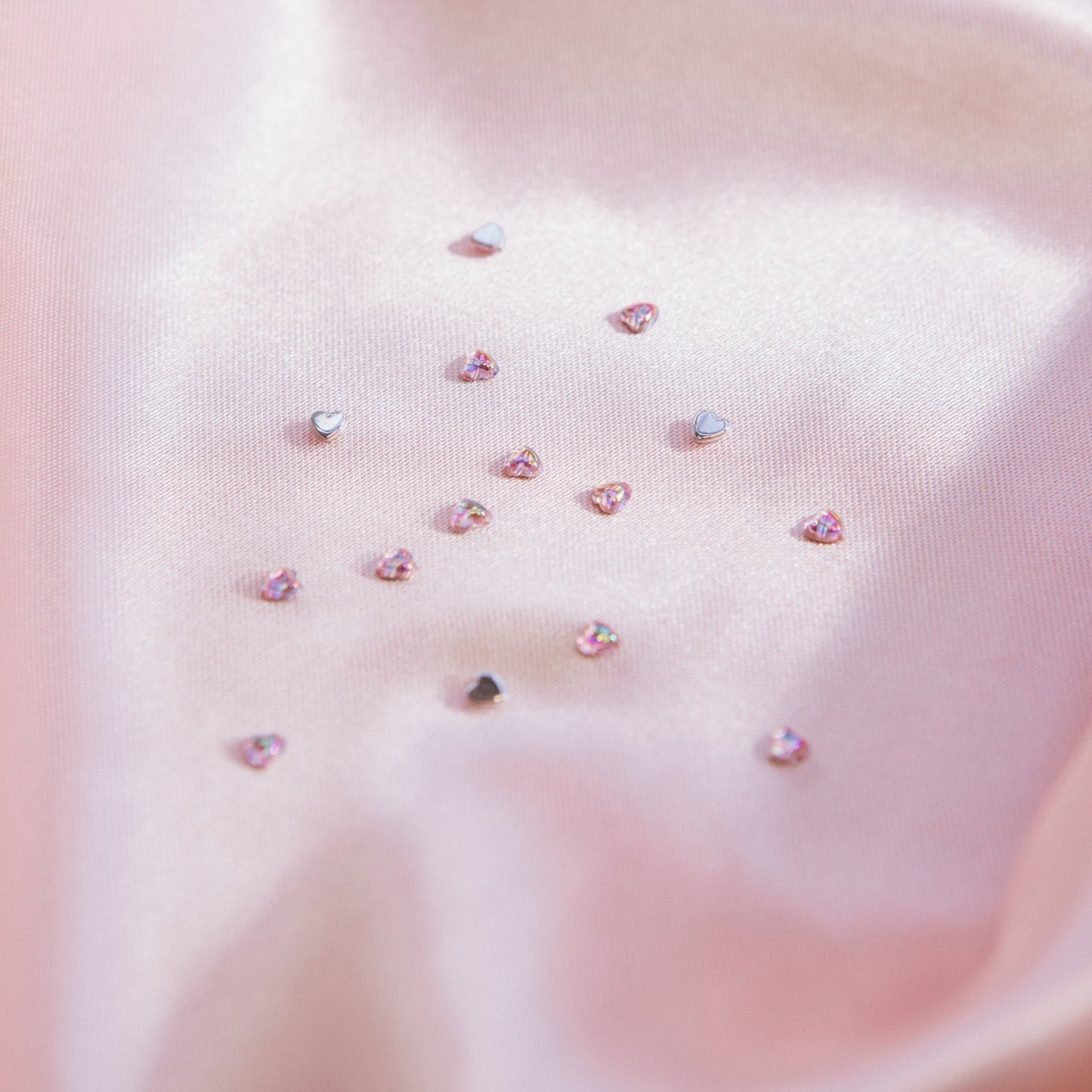 tiny cute kawaii heart shaped iridescent nail charm