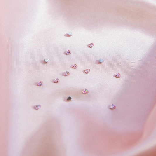 tiny cute kawaii heart shaped iridescent nail charm